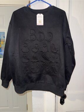 Blush Black Embossed Ghost Crew Sweatshirt